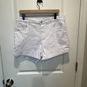 Womens White Denim Shorts Size XL High Rise Button‎ Fly Casual Summer